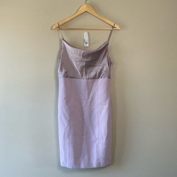 Cinq a Sept Karina Cowl Neckline Silk Satin Mini Dress in Lilac Size 10 - Picture 2 of 11